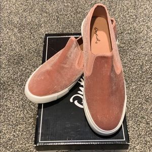 Blush velvet slip on!
